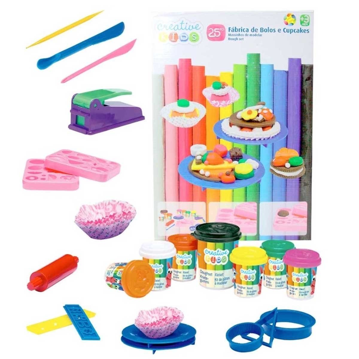 Fábrica de bolos e cupcakes massinhas de modelar 25 peças | MadeiraMadeira