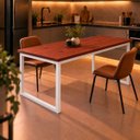 Ver imagem 2 de Mesa de Jantar Reforçada Industrial 160x90cm Tampo Vermelho Pés Branco