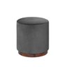 Puff Barcelona Decorativo Veludo Cinza Chumbo e Base Madeira - 1