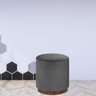 Puff Barcelona Decorativo Veludo Cinza Chumbo e Base Madeira - 2
