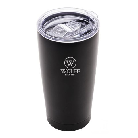 Copo Térmico Aço Inox Preto C/Parede Dupla e Tampa 600ml Wolff