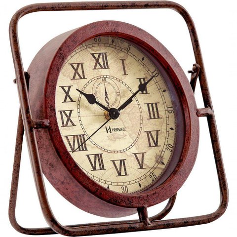 Relógio Mesa 25cm Retrô Ferro Aço Vintage Romano Velho 6487