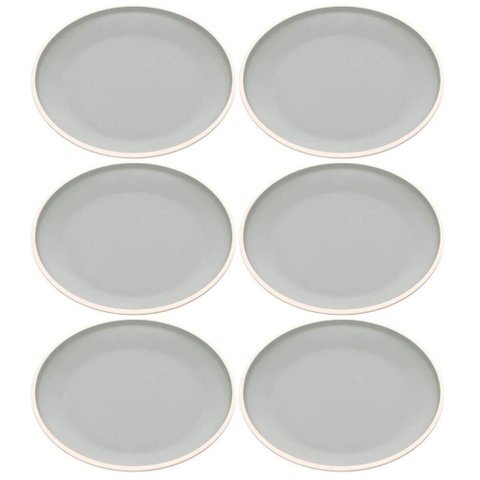 Kit 6 Pratos de Sobremesa 21,5cm Melamina Class Cinza Wolff Cozinha Servir Entrada Petiscos