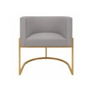 Ver imagem 2 de Poltrona Decorativa Luna Estofada Base Metálica Suede: Suede Cinza Claro