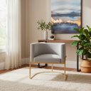 Ver imagem 1 de Poltrona Decorativa Luna Estofada Base Metálica Suede: Suede Cinza Claro