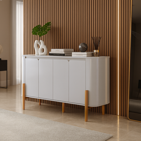 Aparador Buffet Olívia Pés Madeira Maciça Design Orgânico P/ Hall de Entrada Cantinho do Café:off