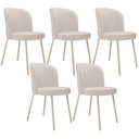 Ver imagem 1 de Kit 5 Cadeiras Sala de Jantar Estofada Gavi Arena L02 Linho Cru - Lyam Decor