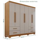 Ver imagem 4 de Guarda-Roupa Casal com Pés 6 Portas 4 Gavetas Texas Premium Marrom/Cinamomo/Off White