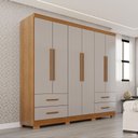 Ver imagem 1 de Guarda-Roupa Casal com Pés 6 Portas 4 Gavetas Texas Premium Marrom/Cinamomo/Off White