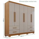 Ver imagem 3 de Guarda-Roupa Casal com Pés 6 Portas 4 Gavetas Texas Premium Marrom/Cinamomo/Off White