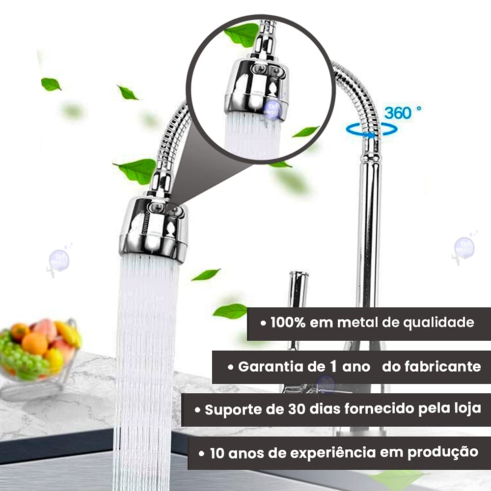 Ver imagem 2 de Torneira Gourmet para Pia Cozinha Mesa Bancada Luxo 1/4 de Volta Del Metais Exclusiva