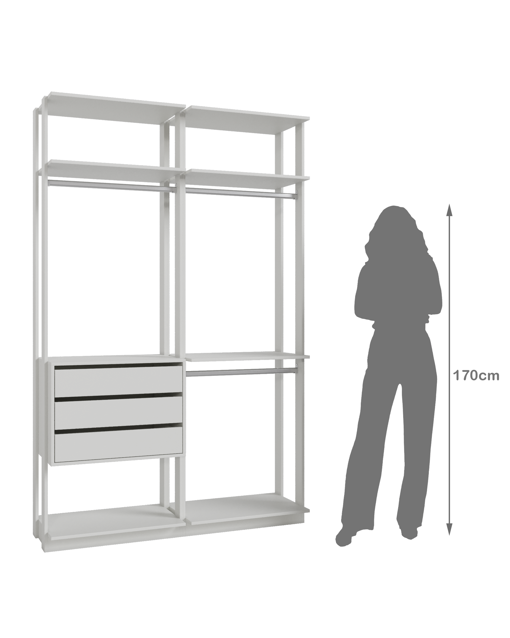 Módulo para Closet 3 Cabideiros 3 Gavetas  - 5