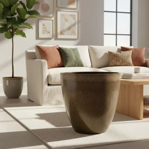 Vaso para Plantas Grande Decorativo Sala Jardim Alto Brilho (liso/marrom-claro)