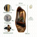 Ver imagem 4 de Espelho Orgânico Grande Decorativo Moderno com Moldura Metal Marrom 100x40 Cm