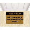 Ver imagem 1 de Tapete Bem Vindo Não Se Esqueça de Cumprimentar o Gato Pet.:ouro