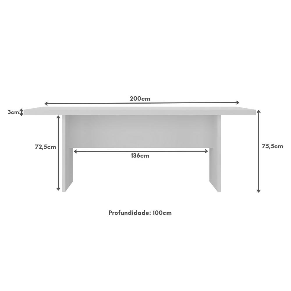 Mesa de Escritório 200cm para Reunião com Tampo 30mm Multimóveis Cr25281 - 4