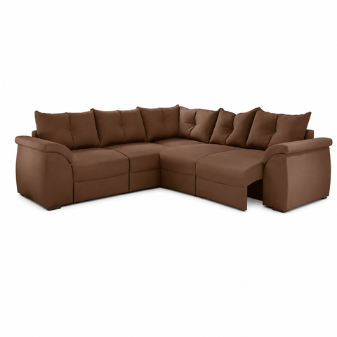 Sofa de Canto 5 Lugares Suede Qatar Flash Estofados - Marrom