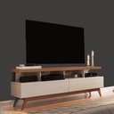 Ver imagem 1 de Rack para TV até 60 Polegadas MDF 160cm Pés em Madeira Maciça Vivare Bege