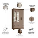Ver imagem 3 de Guarda Roupa Casal 103cm Espelho Lipion Nogueira/Cappuccino a02 - Mpozenato