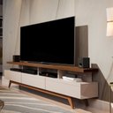 Ver imagem 1 de Rack para TV até 72 Polegadas MDF 180cm Pés em Madeira Maciça Vivare Bege