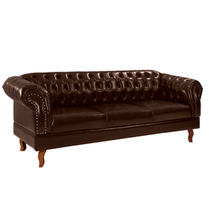Namoradeira Chesterfield Duque Clássica 3 Lugares Via Encanto Courano Marrom
