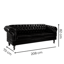 Namoradeira Chesterfield Duque Clássica 3 Lugares Via Encanto Courano Marrom - 2