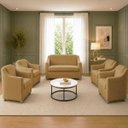 Ver imagem 1 de Kit Namoradeira + 4 Poltronas Decorativas para Sala Mila Suede Cores Pé de Plastico Cromado