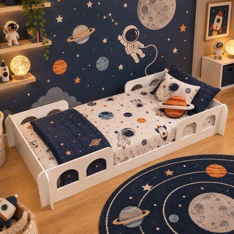 Cama Infantil Montessoriana Solteiro Foguete