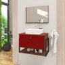 Gabinete de Banheiro Vegas 1 Prateleira 1 Porta 60cm Natura e Vinho - Vermelho - 1