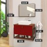Gabinete de Banheiro Vegas 1 Prateleira 1 Porta 60cm Natura e Vinho - Vermelho - 2
