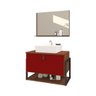 Gabinete de Banheiro Vegas 1 Prateleira 1 Porta 60cm Natura e Vinho - Vermelho - 3
