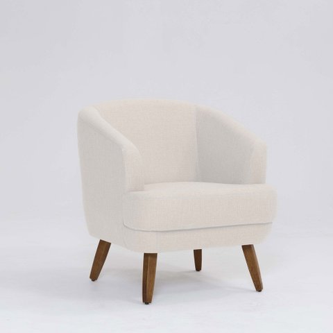 Poltrona Decorativa Milão D07 Pés Madeira Linho Pérola - D’Rossi