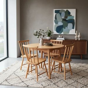 Jogo de Jantar Colonial Brisa Mesa 90 Cm + 04 Cadeiras Mel Rustico