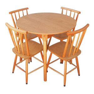 Jogo de Jantar Colonial Brisa Mesa 90 Cm + 04 Cadeiras Mel Rustico