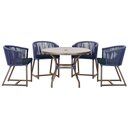 Ver imagem 1 de Mesa com 4 Cadeiras e Noronha Estofado 12 Trama Original Azul
