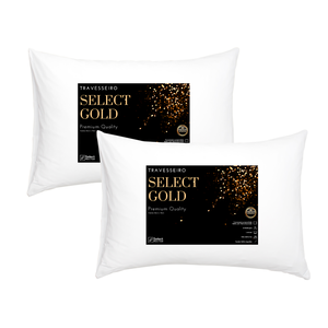 Kit 2 Travesseiros Select Gold 100% Algodão Preenchimento Fibra de Silicone Importada e Antialérgica