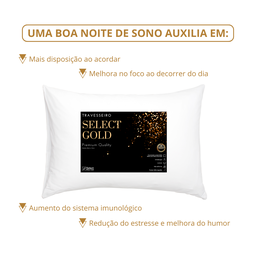 Kit 2 Travesseiros Select Gold 100% Algodão Preenchimento Fibra de Silicone Importada e Antialérgica - 8