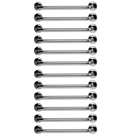 Barra de Apoio 60cm Aço Inox Kit 12 Unidades Suporte Acessibilidade Gestante Banheiro Box Escada Cor