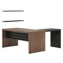 Ver imagem 1 de Mesa Escritorio 136x60 cm com Mesa de Apoio 89 cm e 2 Prateleiras Suspensas Nogal Preto Artany