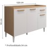 Balcão Naiomi 3 Portas 1 Gaveta 120CM sem Tampo Aramóveis - 5