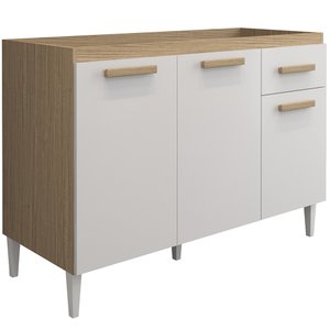Balcão Naiomi 3 Portas 1 Gaveta 120CM sem Tampo Aramóveis
