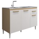 Ver imagem 2 de Balcão Naiomi 3 Portas 1 Gaveta 120CM sem Tampo Aramóveis