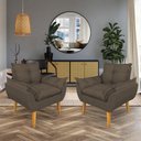 Ver imagem 1 de Kit 2 Poltronas Opala Decorativa Luxo Linho Marrom Dal Poz Estofados