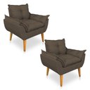 Ver imagem 2 de Kit 2 Poltronas Opala Decorativa Luxo Linho Marrom Dal Poz Estofados