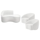 Ver imagem 2 de Kit Divã Recamier Orgânico Marrocos 150cm Lado Direito e 2 Poltronas Amore Bouclé Branco