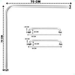 Alça Barra de Apoio 70x70 com 2 Alças 30cm Cadeirante, Idoso Único - 2