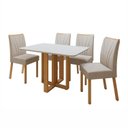 Ver imagem 2 de Conjunto Sala de Jantar 4 Lugares Retangular Tampo MDF Mesa Tessera e Cadeiras Pés Madeira Jade