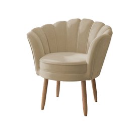 Poltrona Decorativa Flor Reforçada Amamentação Tecido Veludo Cor:bege - 3