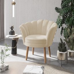 Poltrona Decorativa Flor Reforçada Amamentação Tecido Veludo Cor:bege - 1