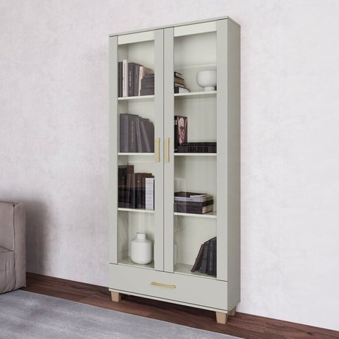 Armário para Escritório 2 Portas 100% MDF Branco/Off White
